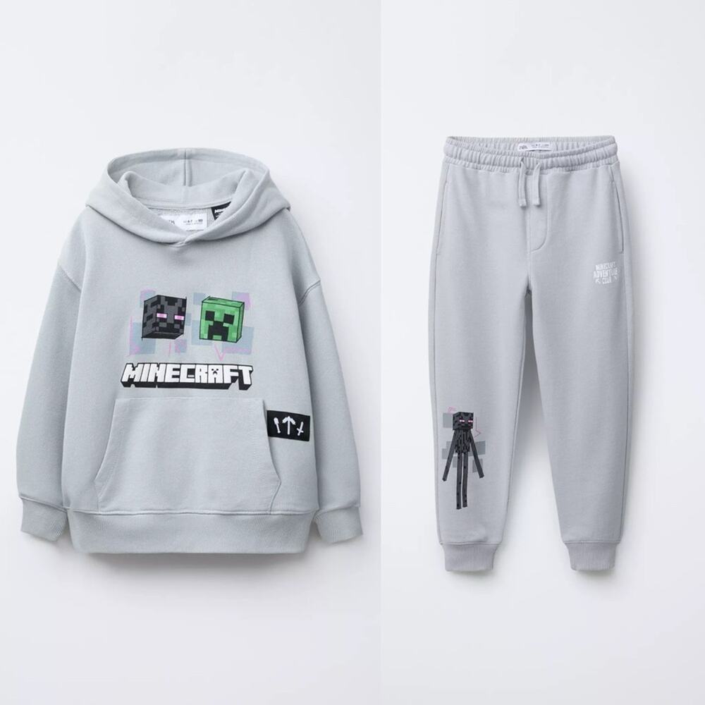 2 pc set Zara MINECRAFT Hoodie Sweatshirt Sweatpants Sweatsuit Boys